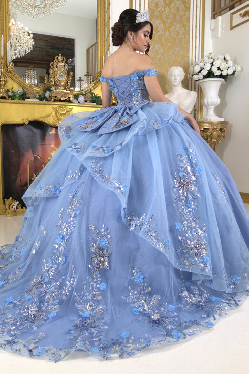 Enchanting Floral Details Quinceañera Ball Gown for Women, Sizes 4/XS-16/3X